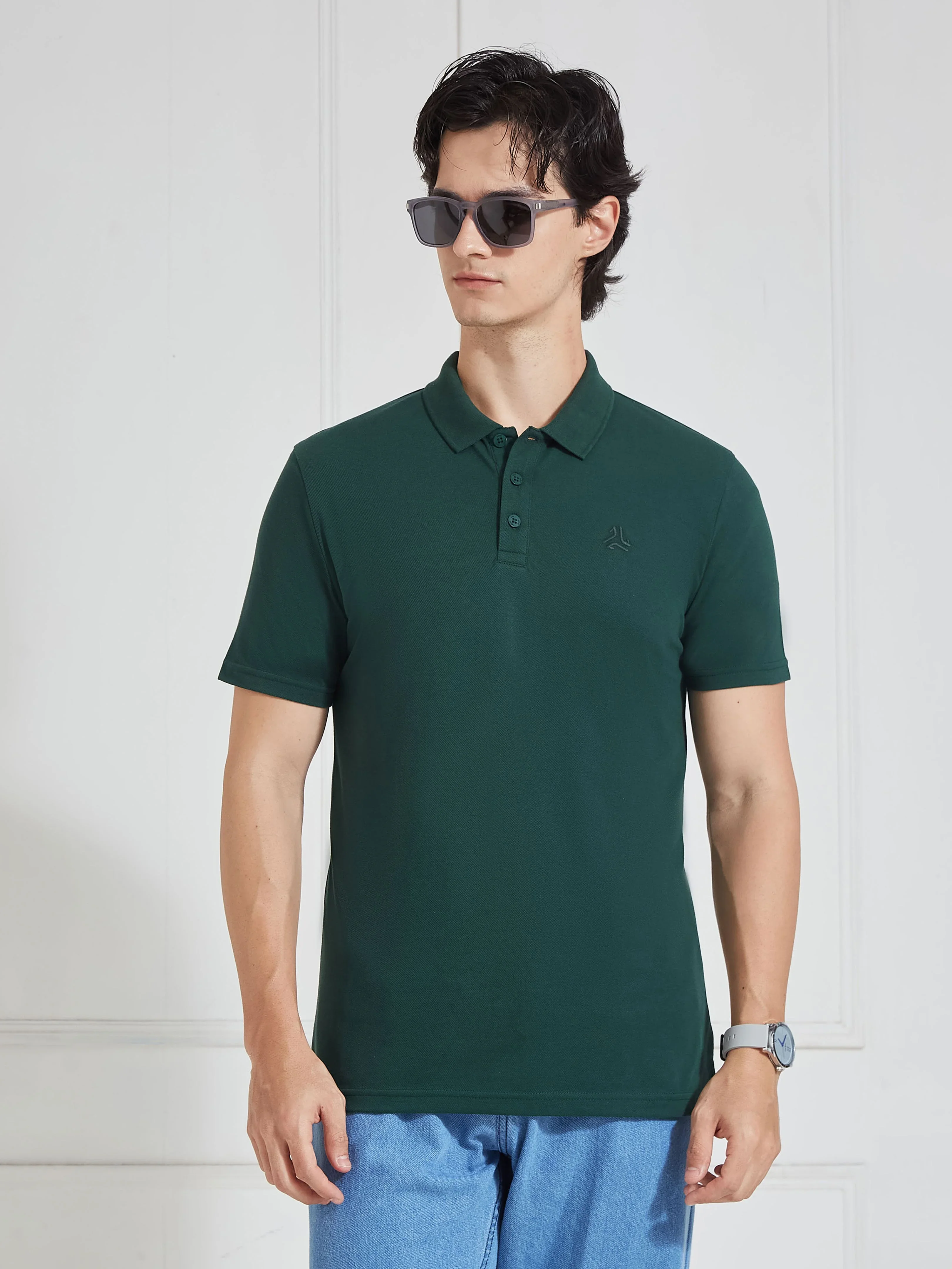Men's Mauve Solid Polo Collar T-Shirt - Image 2