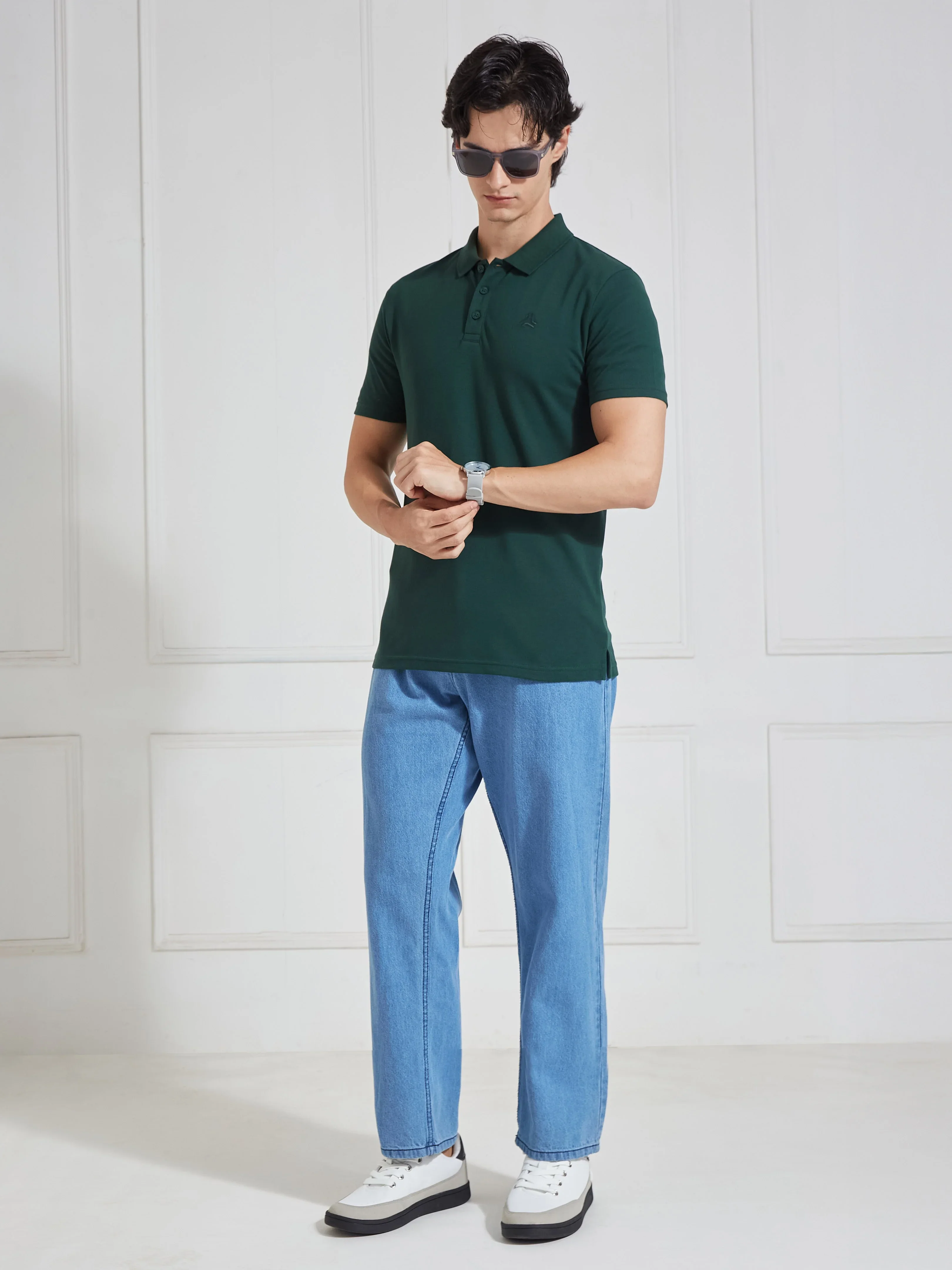 Men's Mauve Solid Polo Collar T-Shirt - Image 5