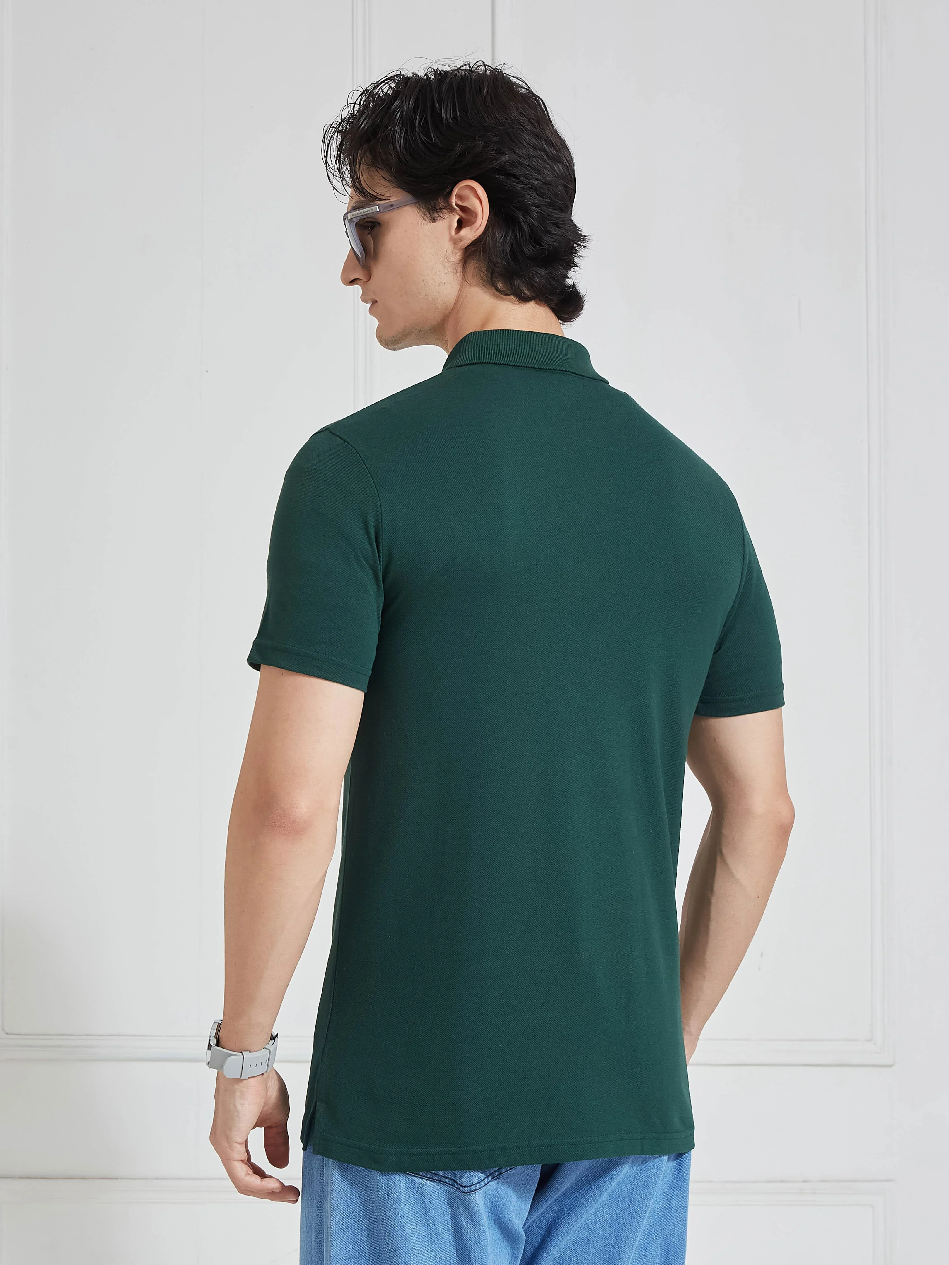 Men's Mauve Solid Polo Collar T-Shirt - Image 6