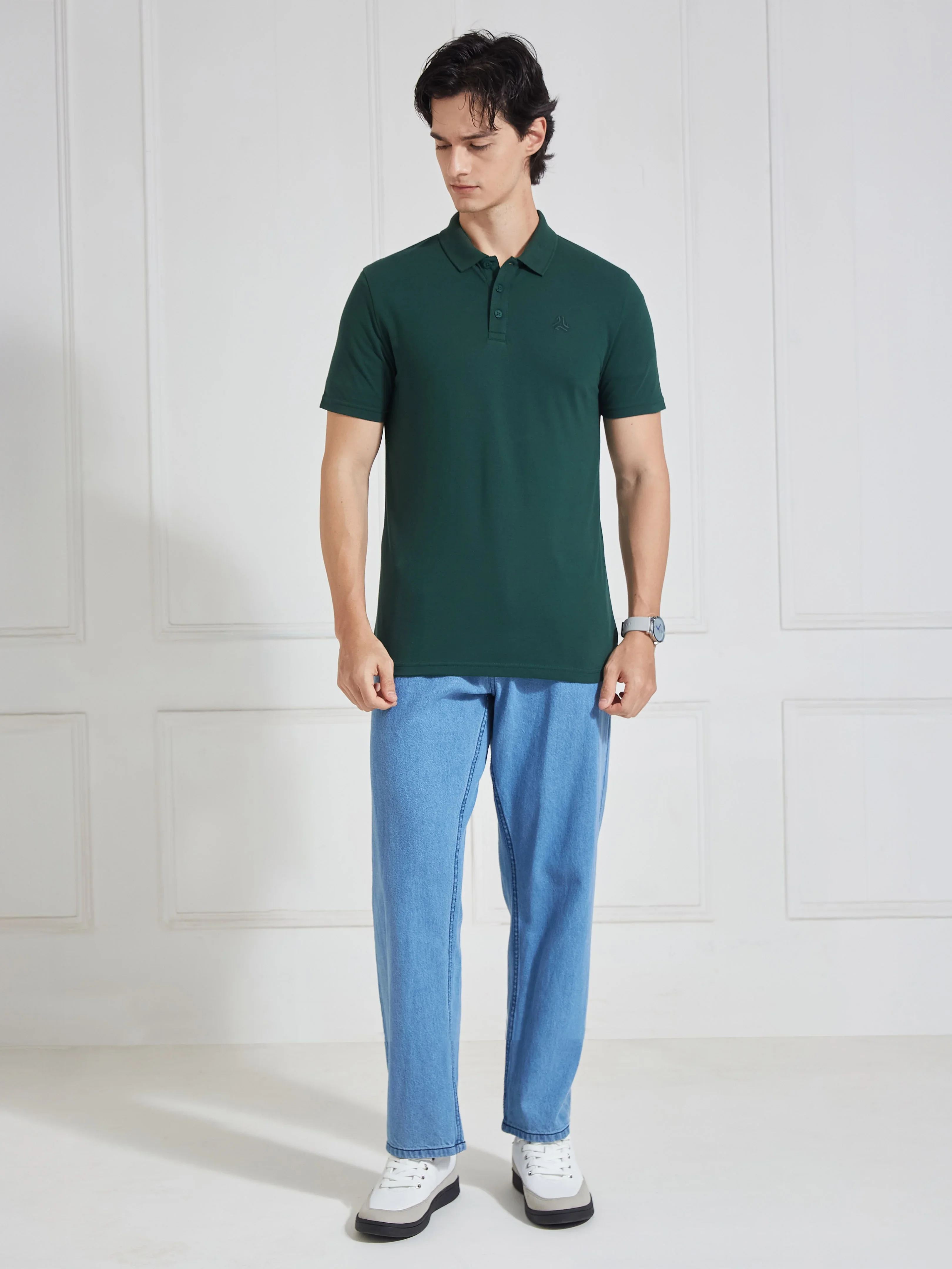 Men's Mauve Solid Polo Collar T-Shirt - Image 7